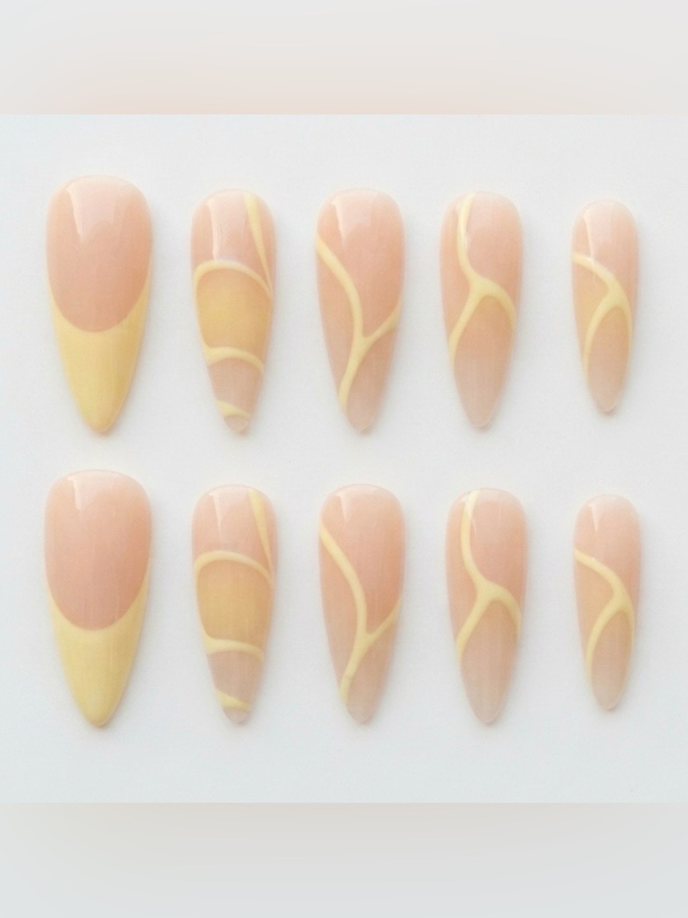 Peach & Buttercream Swirl Press-On Nail Set